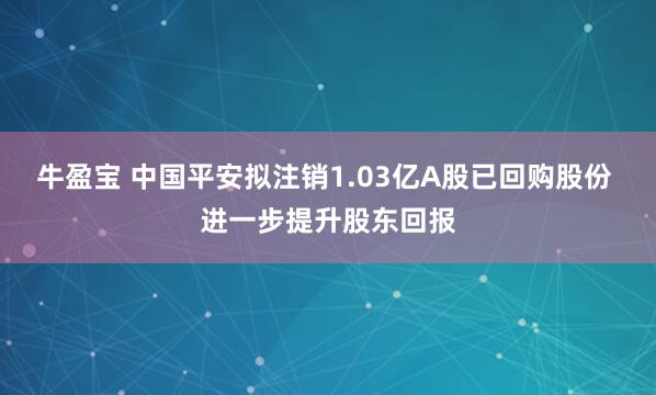 牛盈宝 中国平安拟注销1.03亿A股已回购股份 进一步提升股东回报
